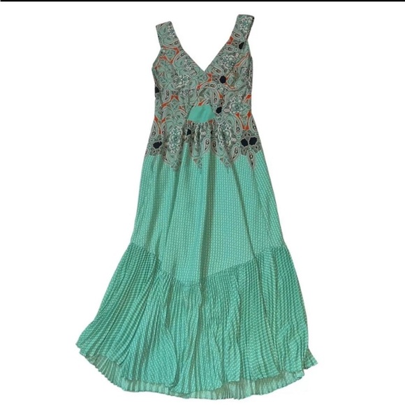 Anthropologie Maeve Mermaid FishtailPleated Canyon Creek Dress / Sz 2 - Picture 5 of 13